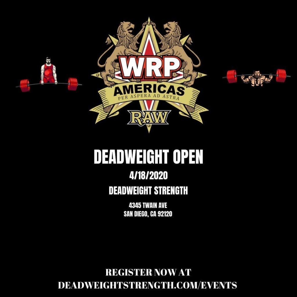 Открытый турнир Deadweight Open по версии WRPF, США / Калифорния, Сан Диего, 18.04.2020