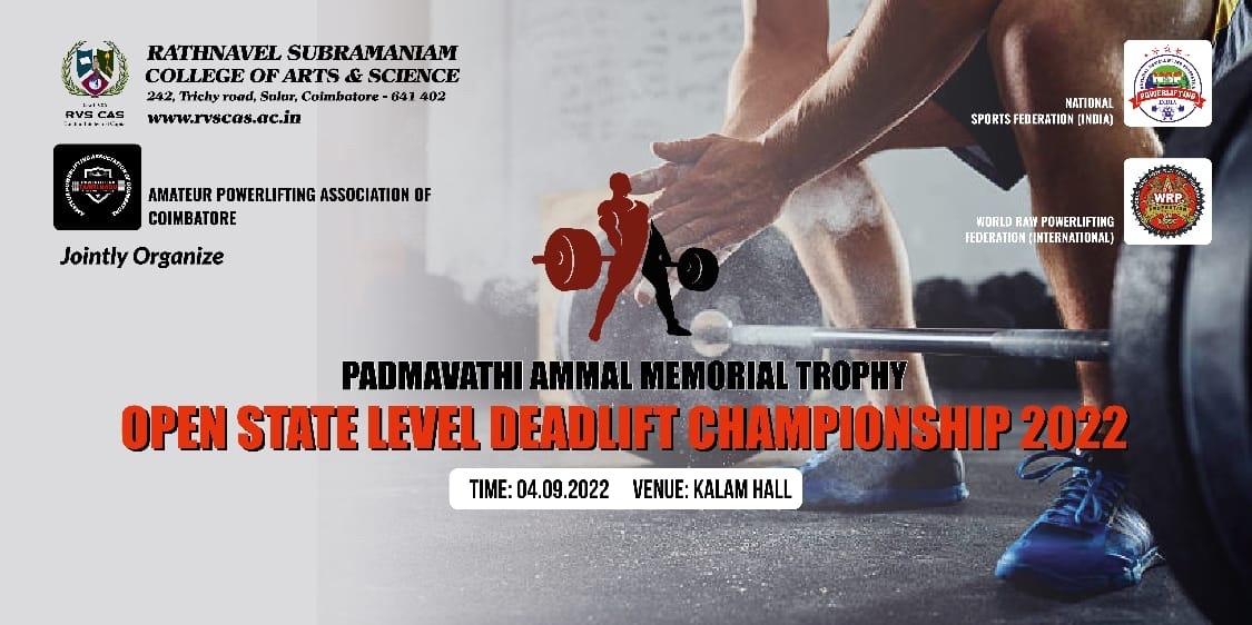 Открытый Чемпионат штата Тамилнад по становой тяге, Индия / Коимбатур, 04.09.2022
