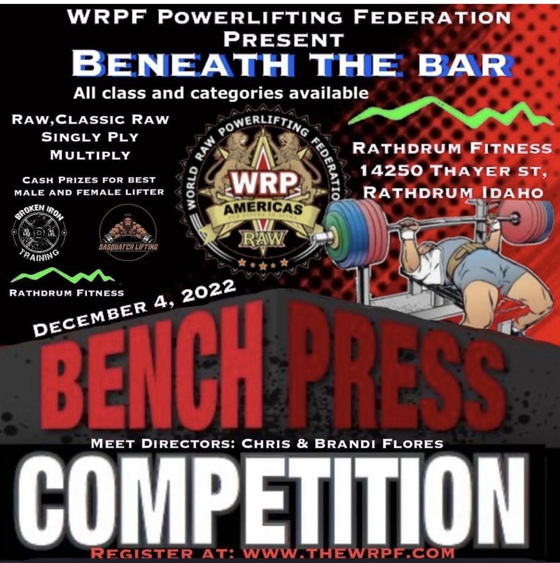 Турнир по жиму лежа «Beneath the bar» по версиям WRPF/WEPF, США / Айдахо, Ратдрум, 30.10.2022