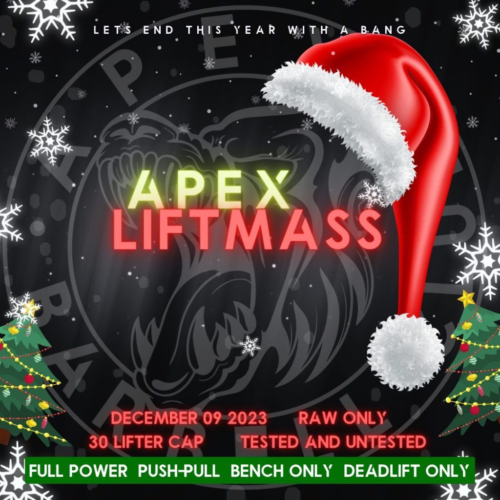 Турнир «Apex Liftmas» по пауэрлифтингу, силовому двоеборью, жиму лежа и становой тяге, Канада / Берлингтон, 09.12.2023