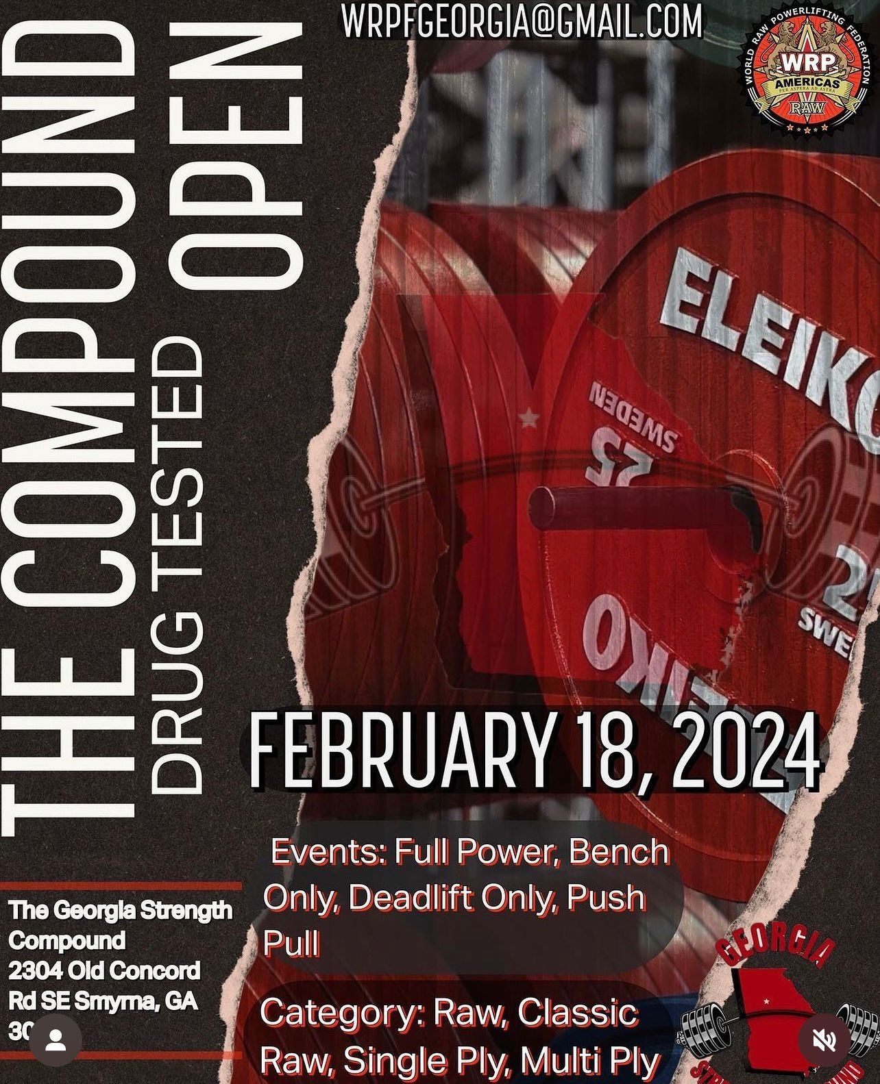 Турнир «The Compound Open» по пауэрлифтингу по версии WRPF-DT, США / Джорджия, Смирна, 18.02.2024