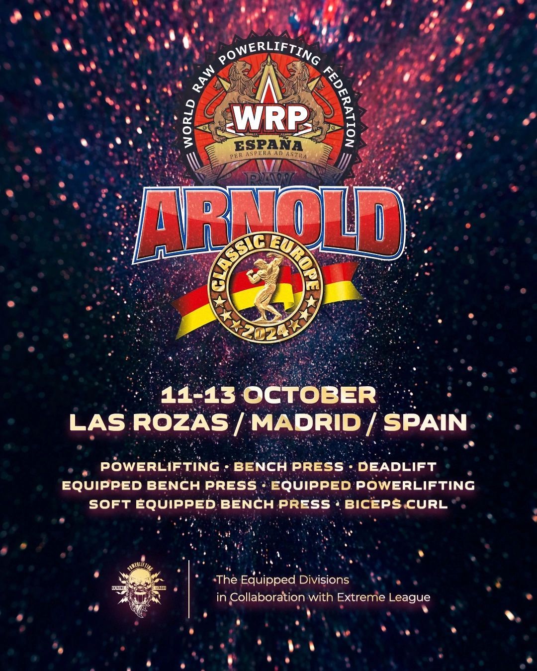 Международный турнир «Arnold Classic» по пауэрлифтингу и строгому подъему на бицепс WRPF, Испания / Мадрид, 10-13.10.2024