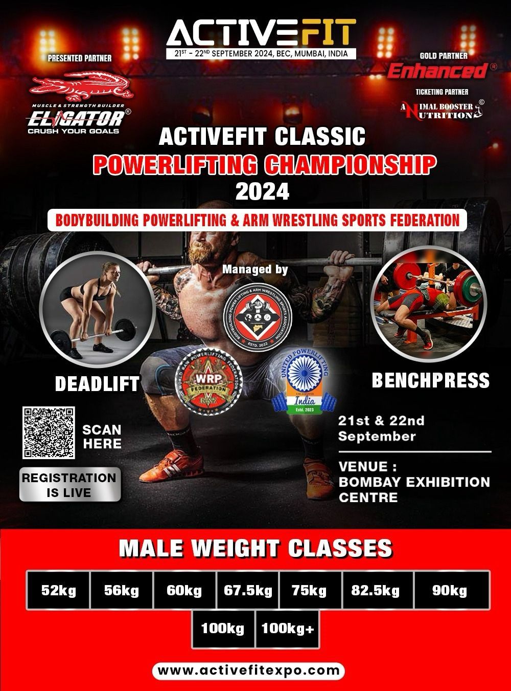 Чемпионат по пауэрлифтингу WRPF в рамках фестиваля ActiveFit Expo 2024, Индия / Мумбаи, 21-22.09.2024