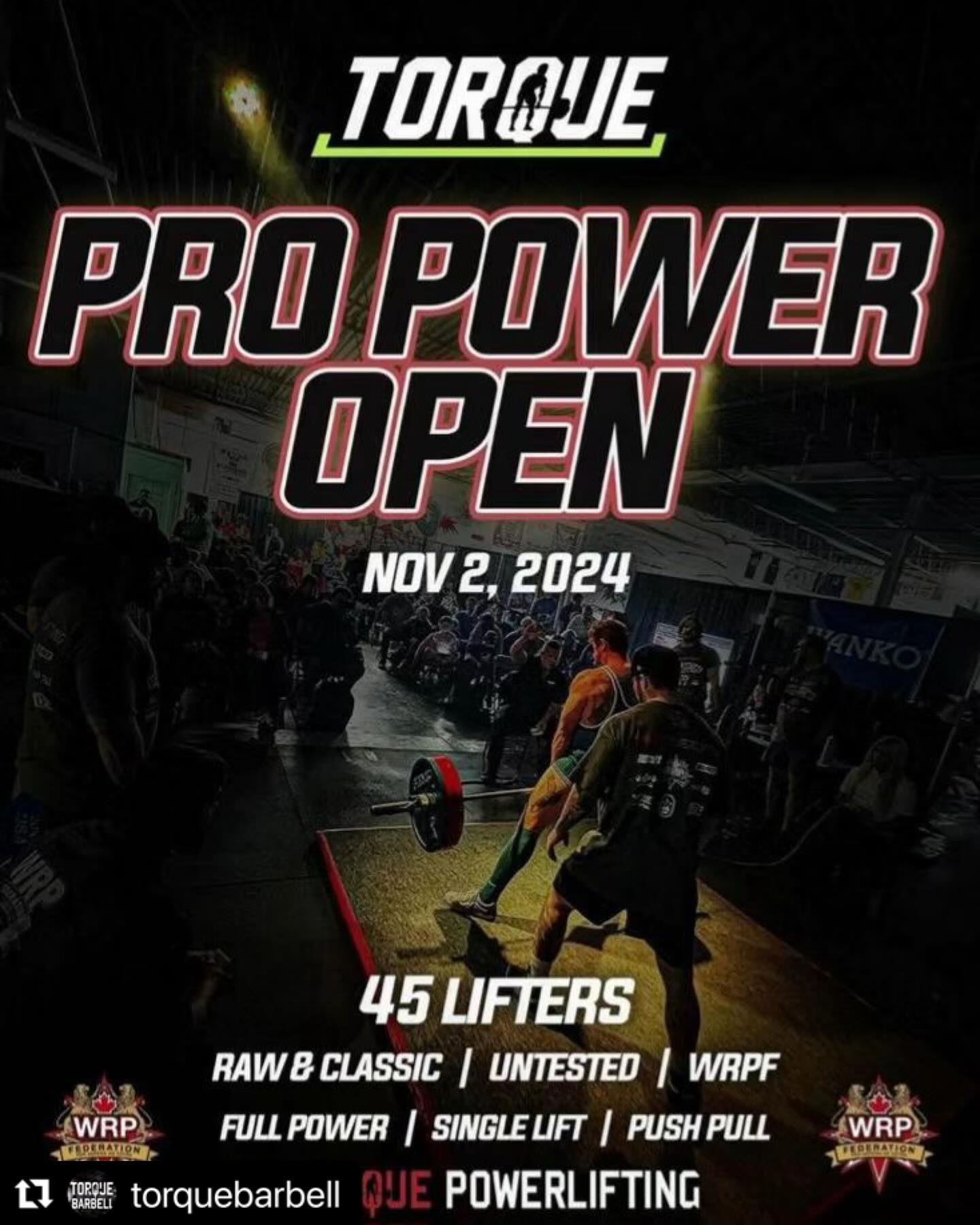 Турнир «Torque Pro Power Open» по пауэрлифтингу WRPF, Канада / Торонто, Этобико, 02.11.2024