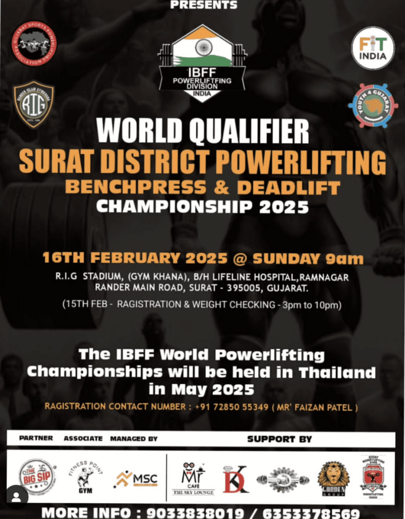Чемпионат округа Сурат «World Qualifier» по пауэрлифтингутWRPF, Индия / Гуджарат, Сурат, 16.02.2025