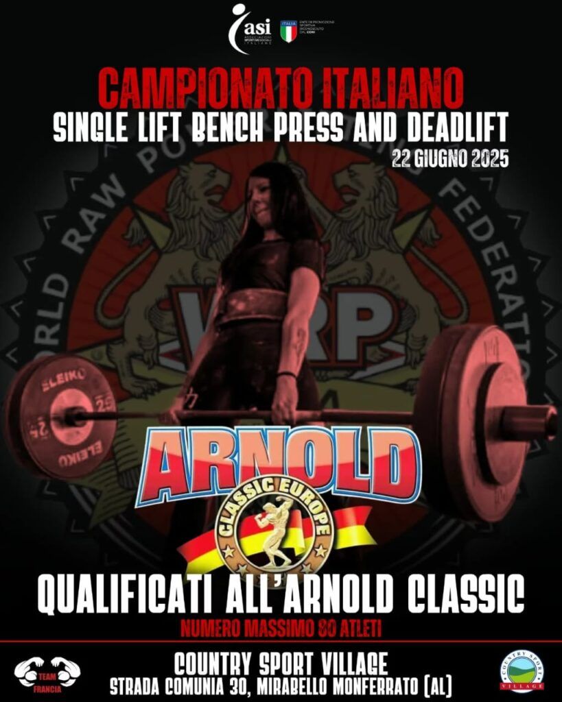 Чемпионат Италии по жиму лежа и становой тяге и Отборочный турнир на Arnold Classic Europe по версии WRPF, 22.06.2025