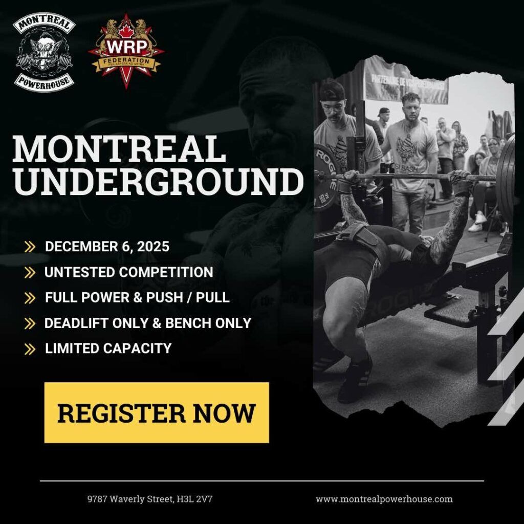 Турнир «Montreal underground» по пауэрлифтингу WRPF Канада / Квебек, Монреаль, 06.12.2025
