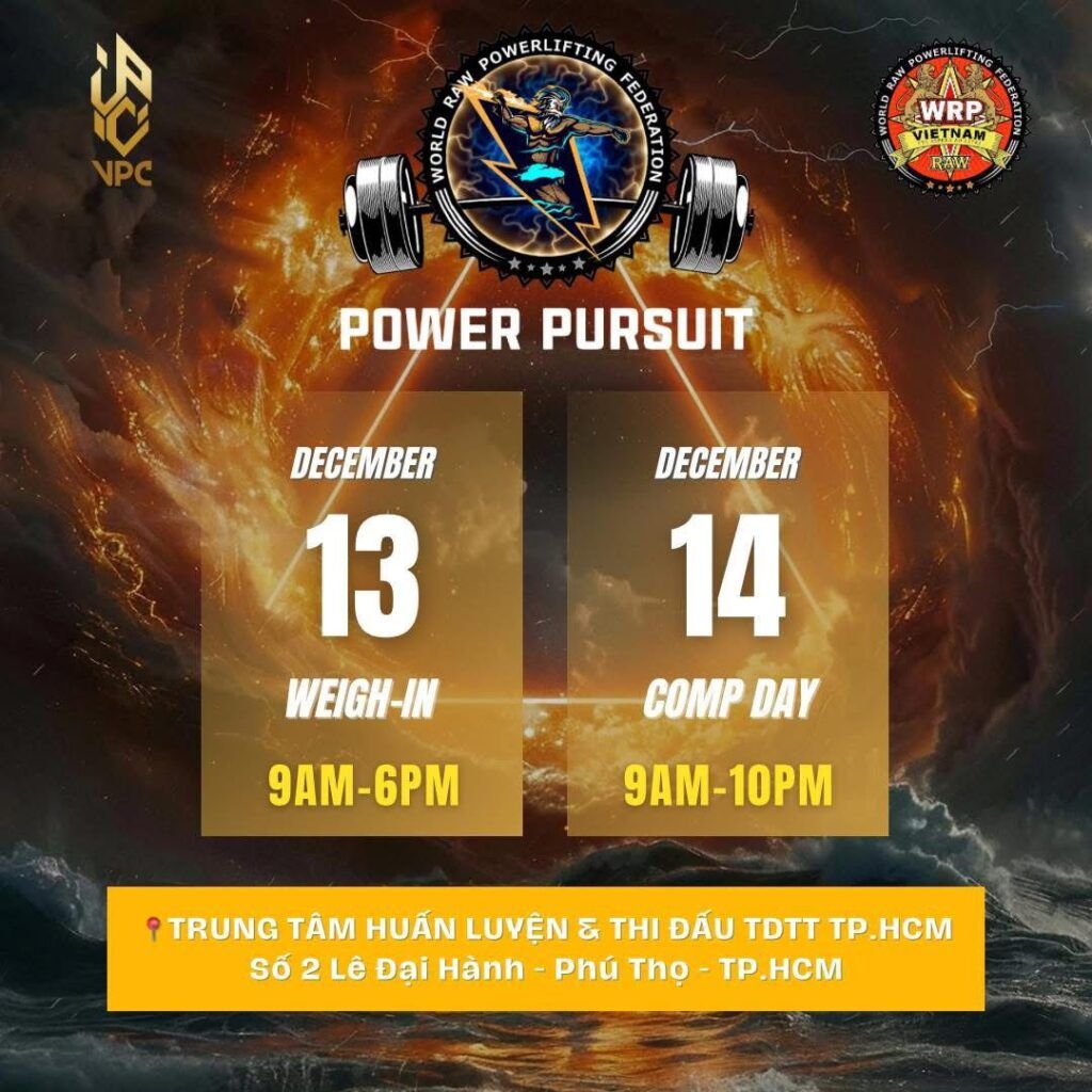 Турнир «Power Pursuit» по пауэрлифтингу и hip thrust WRPF/WEPF, Вьетнам / Хошимин, 13-14.12.2025