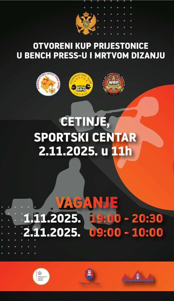 Открытый турнир «Capital Cup Cetinje» по жиму лежа и становой тяге по версии WRPF, Черногория / Цетине, 01.11.2025