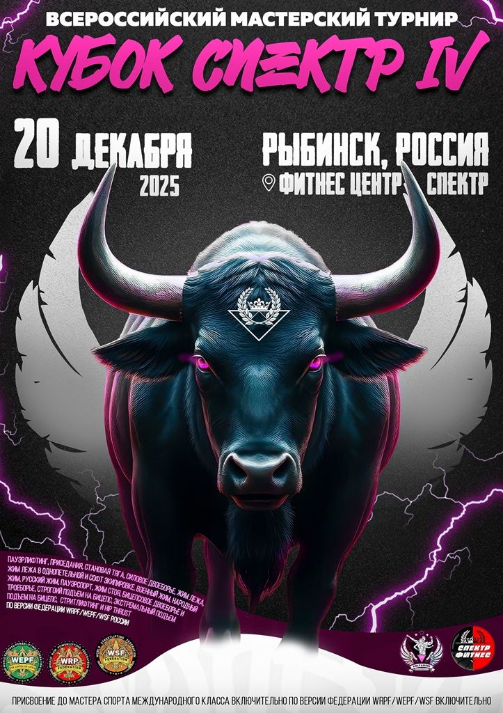 Всероссийский мастерский турнир города Рыбинска «Кубок Спектр IV» WRPF/WEPF/WSF, Рыбинск, 20.12.2025