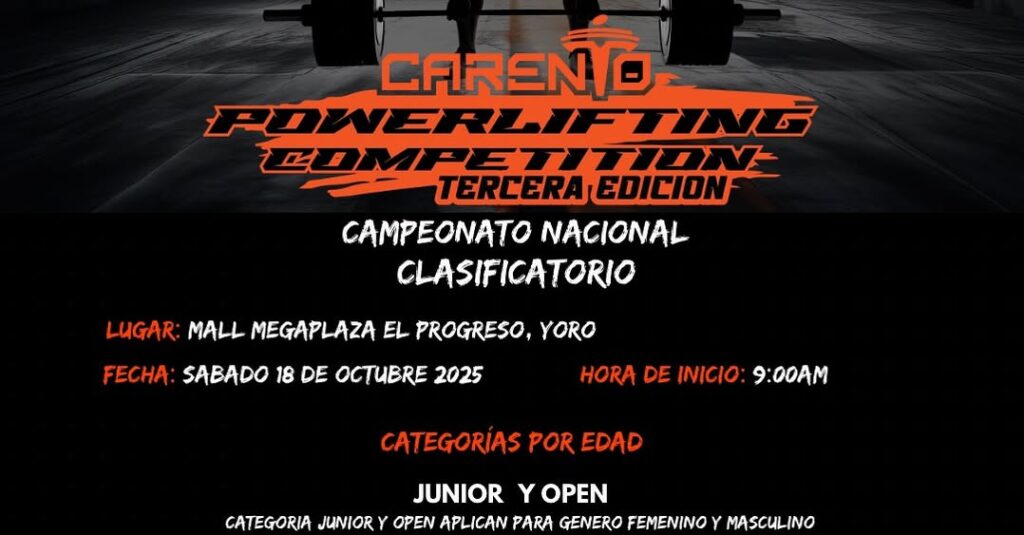 Открытый турнир «Carendo Powerlifting Competition III» по пауэрлифтингу, приседаниям, жиму лежа и становой тяге по версии WRPF, Гондурас / Йоро, Эль-Прогресо, 18.10.2025