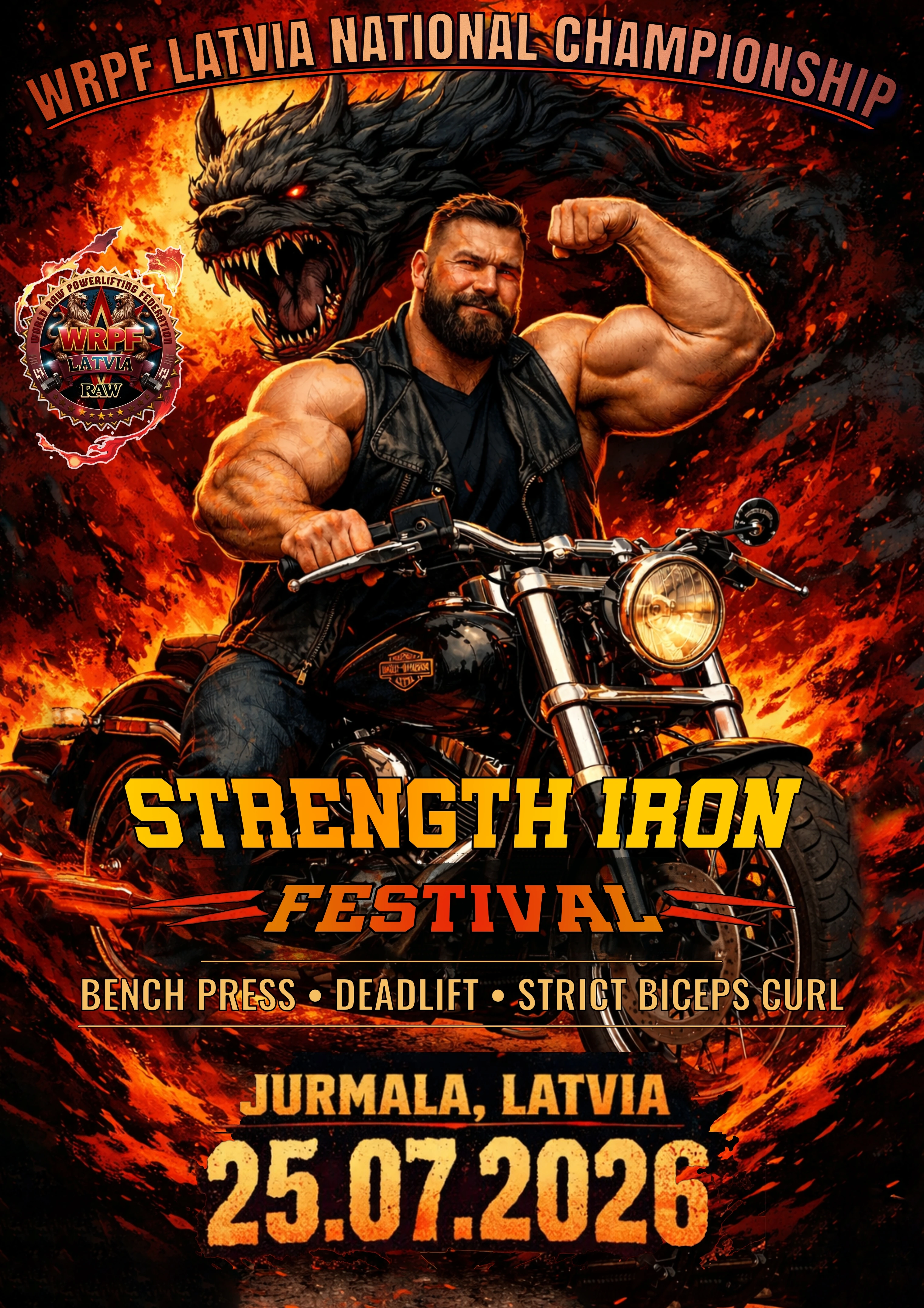 Открытый турнир «Strength Iron Festival» и Кубок Латвии по силовому двоеборью, жиму лежа, становой тяге и строгому подъему на бицепс по версии WRPF, Латвия / Юрмала, 25.07.2026