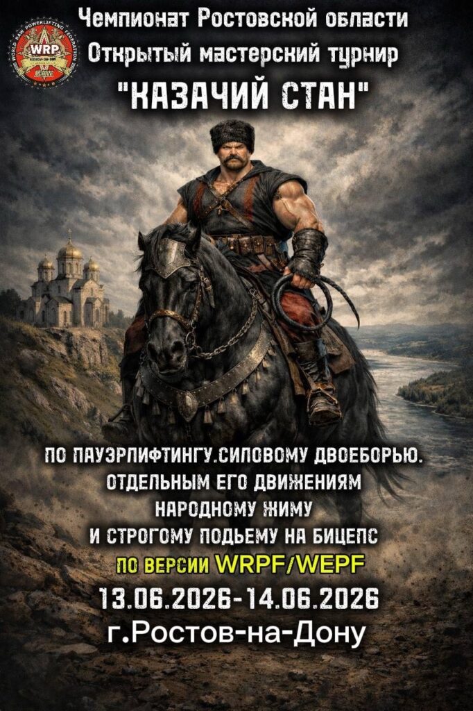 Турнир «Казачий стан» и Чемпионат Ростовской области по пауэрлифтингу, народному жиму и строгому подъему на бицепс WRPF/WEPF, Ростов-на-Дону, 13-14.06.2026